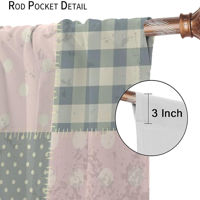 Vintage Boho Floral Blackout Curtains Antique Chic Authentic Patchwork Print Window Drapes for Bedroom Living Room Kitchen Cafe （W42xL84 Inch） x2 Panels