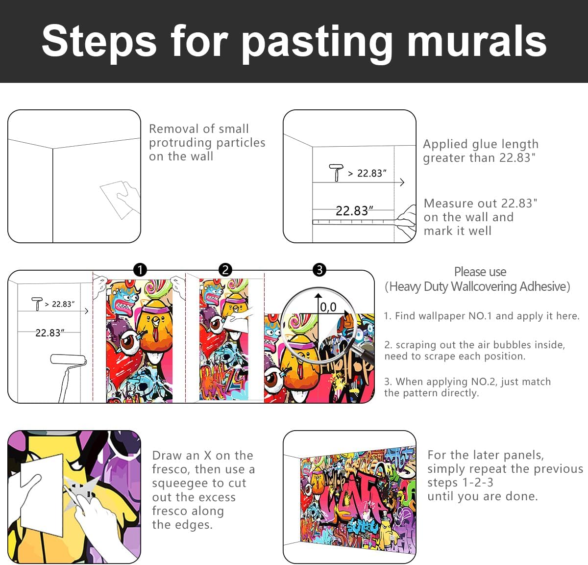 -Street Art Graffiti Wallpaper Fabric Wallpaper Living Room Bedroom Bathroom Boys Girls Children's Room Abstract Large Wall Mural- 91"x65"（ not Peel and Stick）