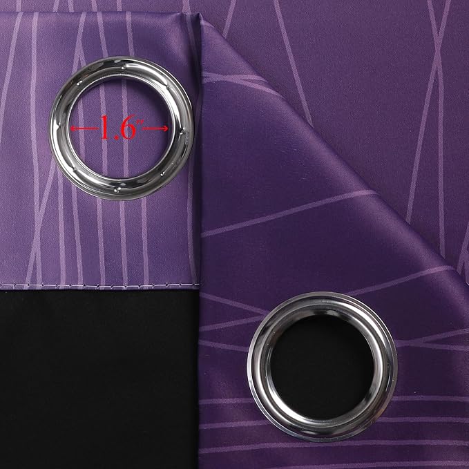Estelar Textiler Black and Purple Blackout Curtains 54 Inch Length, Full Light Blocking Gradient Grommet Drapes, Thermal Insulated Ombre Curtains for Bedroom, 42Wx54L, 2 Panels