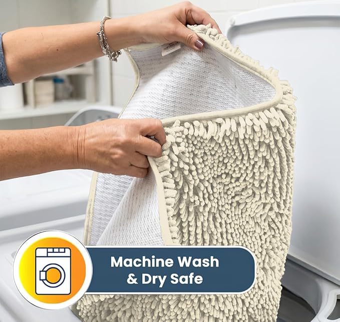 Muddy Mat® | Super Water Absorbent Door Mat Indoor, Microfiber Quick Dry Chenille Entryway Rug, Slip Resistant Front Door Mat, Indoor Mats for Entryway, Machine Washable Pet Rug, Ivory 24" x 120"
