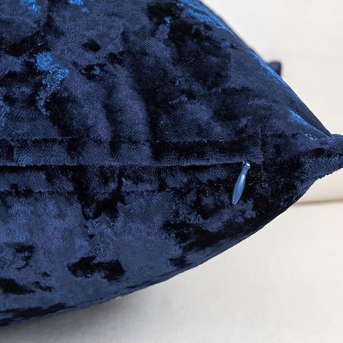 Premium Series, Crushed Velvet Throw Pillow Covers, Luxury Thick Cushion Cases for Home Decor, Navy Blue, 20x20 Inch, Covers Only