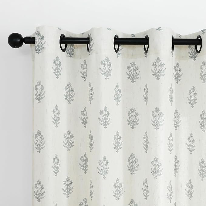 Light Grey Curtains for Bedroom Living Room,Sheer Non See Through Privcacy That Let Light in Pattern Farmhouse Coquette Shabby Chic Curtains for Girls Room 63 Inch Length,Dove Gray and Cream White