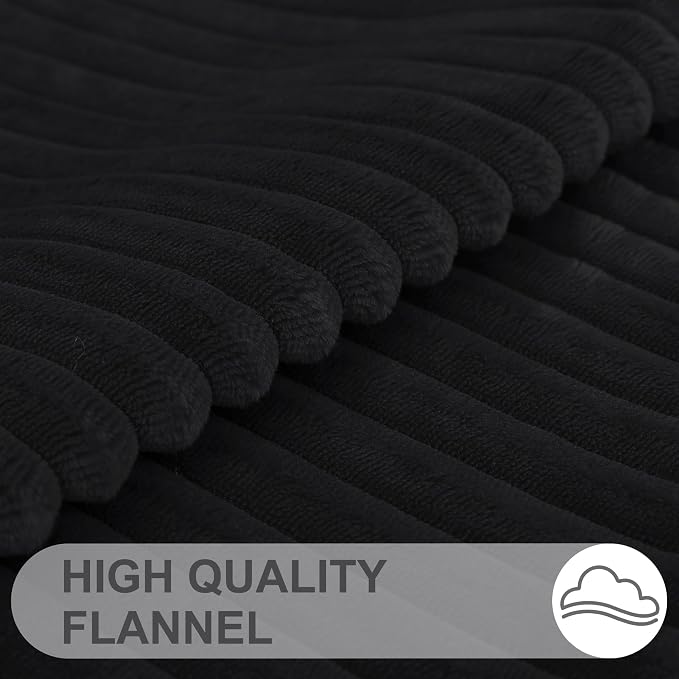 Simmore Decorative Fall Throw Pillow Covers 26x26 Set of 2, Soft Natural Plush Flannel Double-Sided Fluffy Couch Euro Sham Pillow Covers for Sofa Living Room, Black