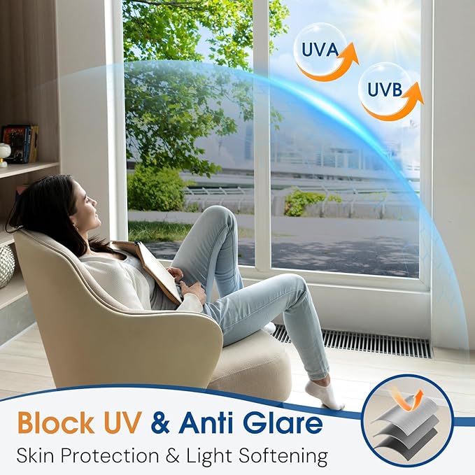 Homein One Way Privacy Window Film with Tool Window Tint for Home Heat Control Sun Blocking Anti UV Mirror Reflective Covering See Out Not in Static Cling No Glue Sliver 17.5" x 78.7"