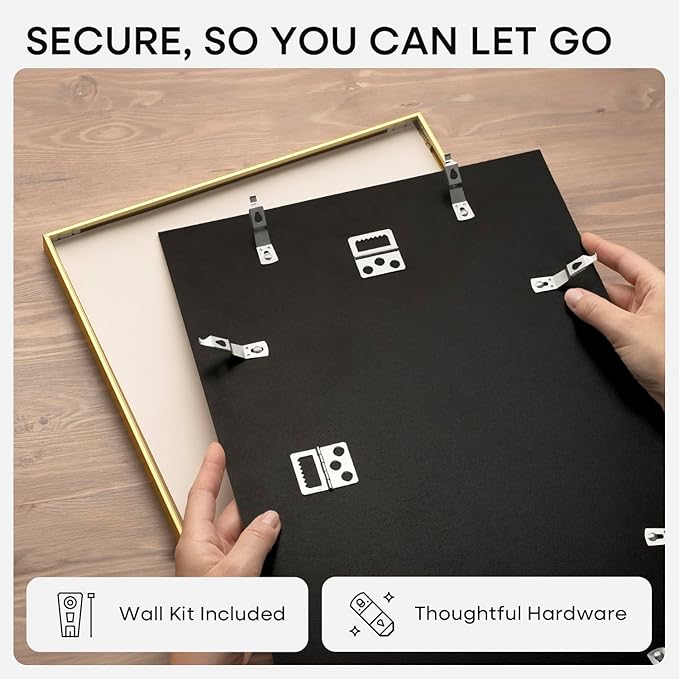 Homeforia 19.25x26.75 Gold Puzzle Frame, High End Metal 19.25 x 26.75 Picture Frames without Mat, 26.75x19.25 Thin Poster Frame for Wall, 19.25by26.75 Puzzle Frames, Tempered Glass, Wall Kit, Set of 1