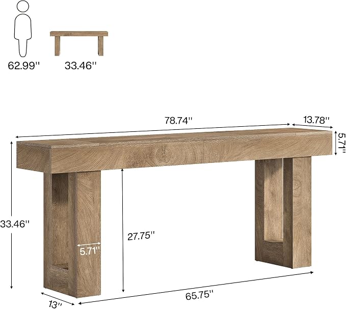 Tribesigns 78.74-Inch Extra Long Console Table | Wooden Rectangular Sofa Table Behind The Couch, Farmhouse Entryway Table for Entrance, Hallway, Living Room