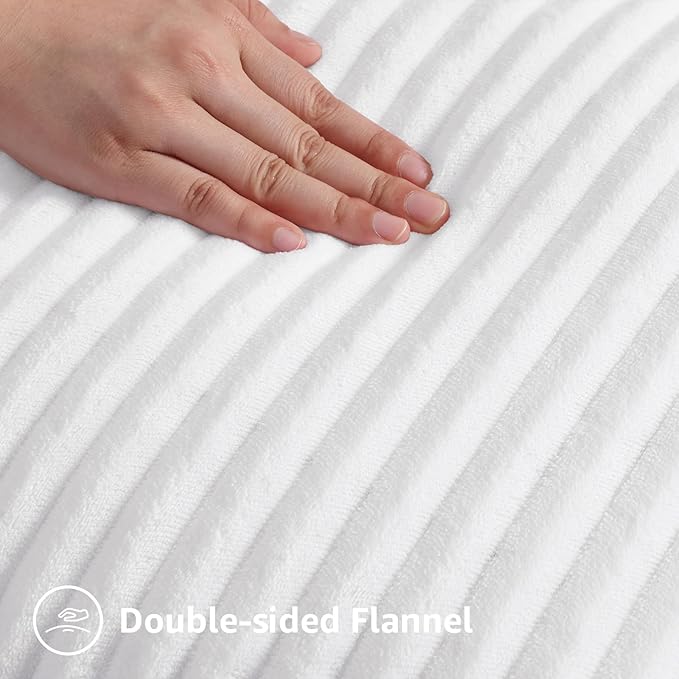 decorUhome Set of 4 Flannel Neutral White Throw Pillow Covers 18x18 Inch, Spring Decorative Soft Double-Sided Fluffy Couch Pillow Covers, Farmhouse Pillow Cases for Sofa Living Room