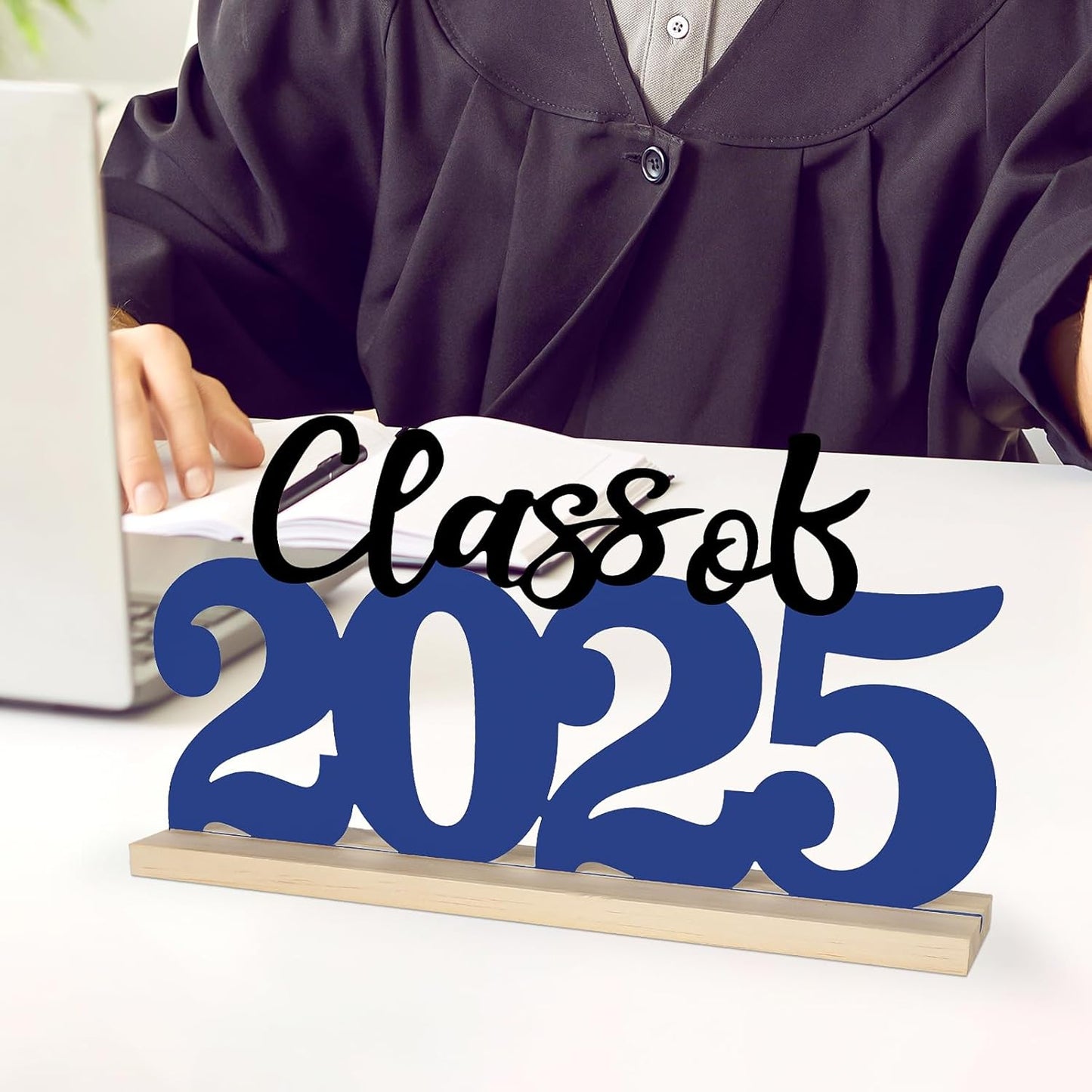 COCHIE Metal Class of 2025 Sign, Graduation Party Decorations for School, Home, Shelf, Mantel, Graduation Gifts for Graduate, Blue and Black Grad Table Top for Parties Decor Supplies (Class of 2025)