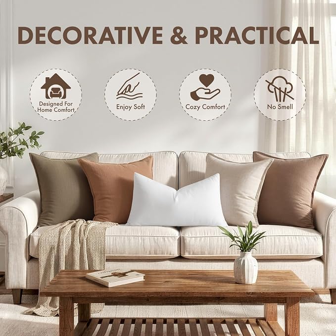 MIULEE 14x24 Synthetic Down Alternative Pillow Insert Decorative Throw Pillow 14 x 24 Inch Body Bed Sleeping Ultra Soft Fluffy Form for Sofa Couch Bed