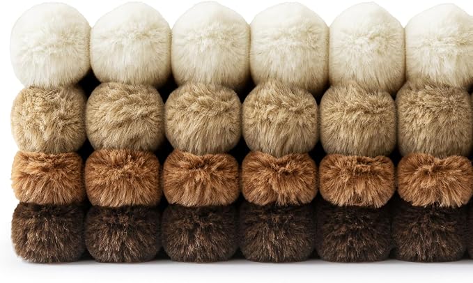 MIULEE Faux Fur Plush Decorative Throw Pillow Covers 20x20 Set of 4, Boho Fall Farmhouse Soft Fuzzy Striped Cushion Covers for Sofa Couch Bed Living Room Vintage Rustic Home Decor,Brown