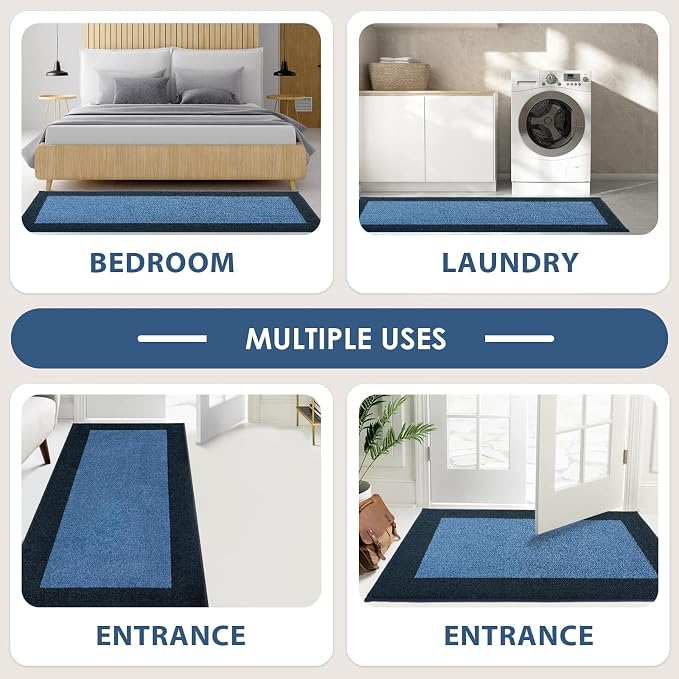 Machine Washable Kitchen Rug 24" x 70", Non Slip Kitchen Mat for Floor, Absorbent Entrance Runner Rug for Bedroom, Hallway, Bathroom, Door (Roll Packing)
