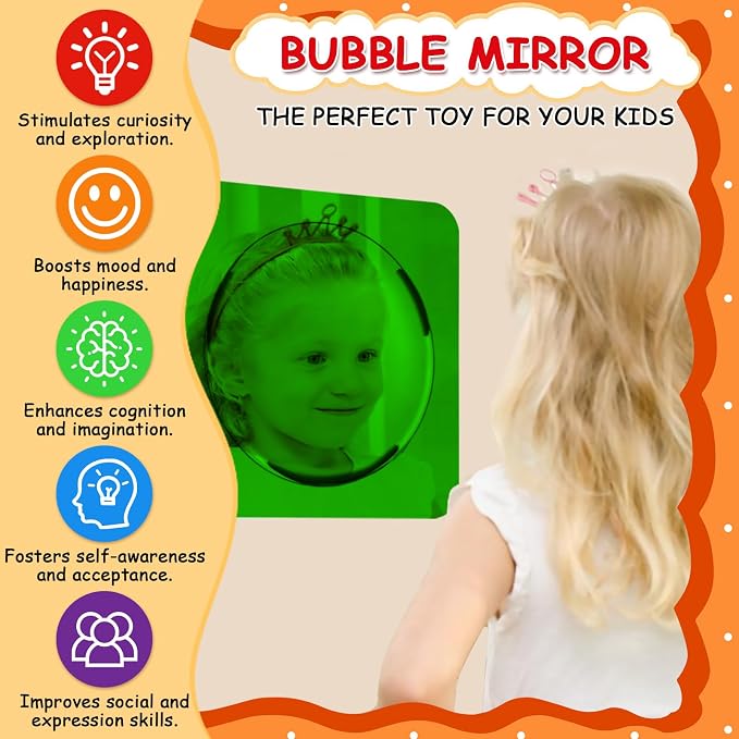 4 Pieces Sensory Wall Mirror, Scandinavian Natural Decor Acrylic Bubble Mirror, Bohemian Wall Decoration Sensory Toys Interior Design for Classroom Home Living Room Bedroom(10 x 10 Inch)