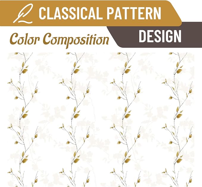 Joydeco Floral Curtains 96 Inches Long for Bedroom 2 Panels, Room Darkening Boho Curtains Patterned Panels for Living Room with Grommet, 80% Blackout Leaf Printed Drapes(Leaf Brown-95)