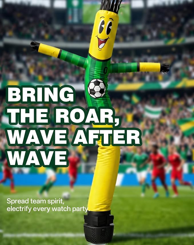 7 FT Inflatable Tube Man with Blower: Soccer Sports Theme Inflatable Dancing Man for Indoor & Outdoor Advertising, Party Decorations, Store Grand Openings, Business & Events (Green)