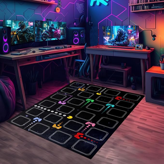 Gamer Area Rugs for Boys Bedroom, Gaming Rugs for Kids Room Home Decor Controller Gamepad Carpet Doormat 2'x3'