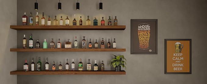 ROGMARS 72 Inches Long Walnut Floating Shelves | Rustic Solid Wood Farmhouse Wall Shelves with Invisible Brackets for Bathroom, Living Room, Bedroom, Kitchen Set of 3