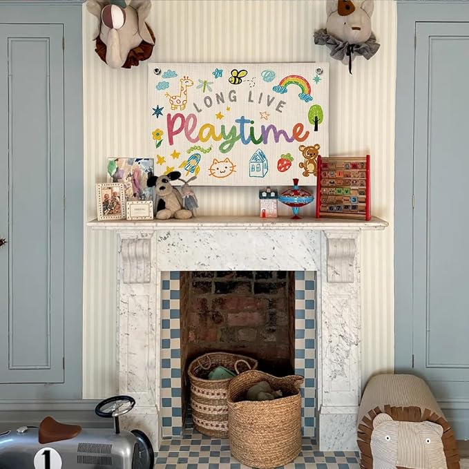 Playroom Nursery Wall Decor, Toddler Playroom Decor Hanging Linen Banner,Play Room Wall Decor for Nursery, 20x30 Inch