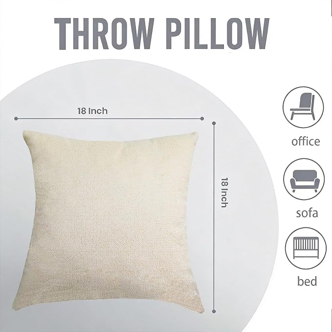 18x18 Throw Pillow for Couch,Living Room Pillows,Couch Pillows Set of 2,Cream