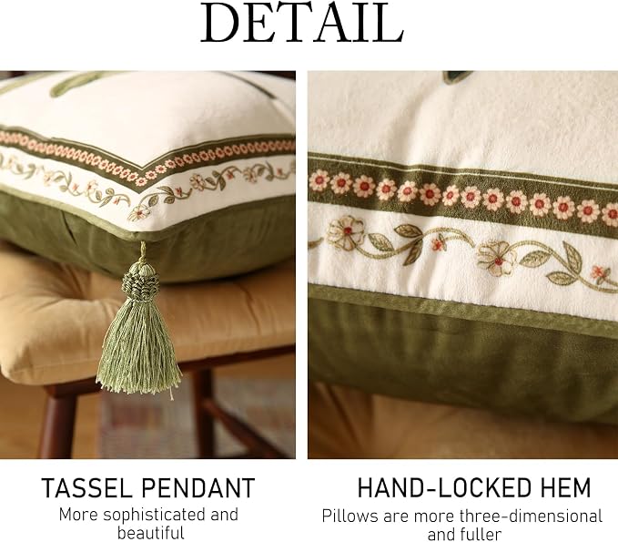 ISAENNE Designer Vintage French Velvet Throw Pillow Cover,18"x18"-Grace C | Pillow Cover,Concealed Zipper Design,Dragonfly Pattern,Sofas,Bedroom,Living Room,Lounge Chairs,All Season Home Decor