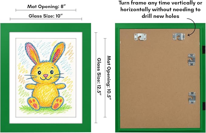 Americanflat Kids Artwork Frame Changeable (Shamrock Green) - Magnetic Door Holds 100 Art Pieces - 8.5x11 Letter Size Display with Mat or 10x12.5 Without Mat - My Mini Masterpiece