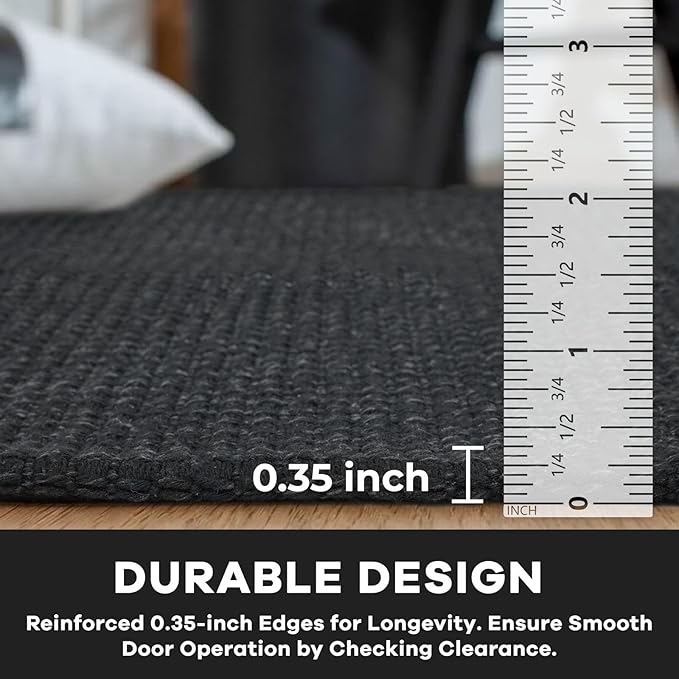 KOZYFLY Runners for Hallways 3x8 ft Washable Kitchen Runner Non Slip Rubber Backed Hall Runners Cotton Entryway Runner Rugs Floor Carpet for Indoor Backdoor Bedroom Kitchen, Black/Dark Grey