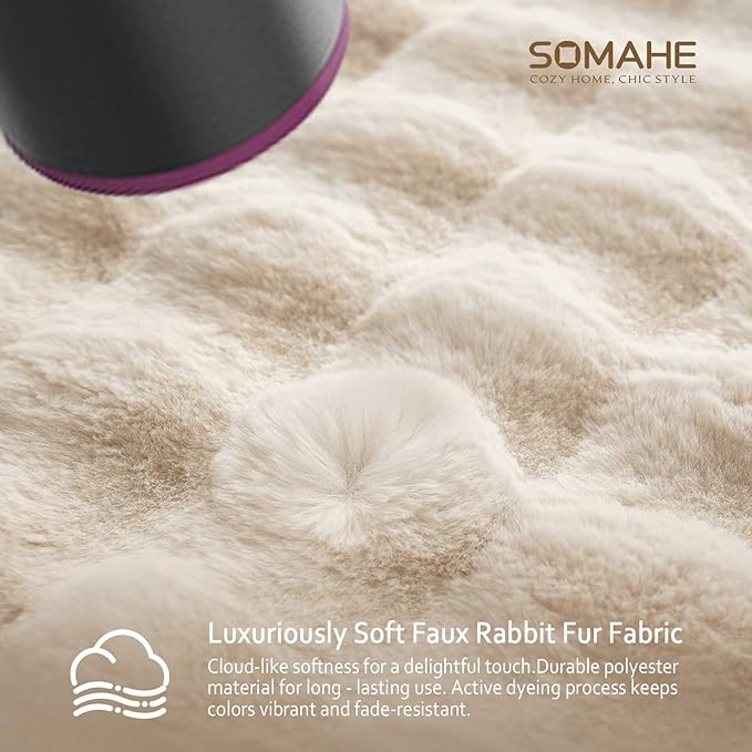 SOMAHE White Lumbar Throw Pillows for Couch Set of 2 Faux Fur Sofa Pillow Cover Soft Plush Decorative Pillowcase for Living Room Pillow Covers Cream White 12x20 Inch