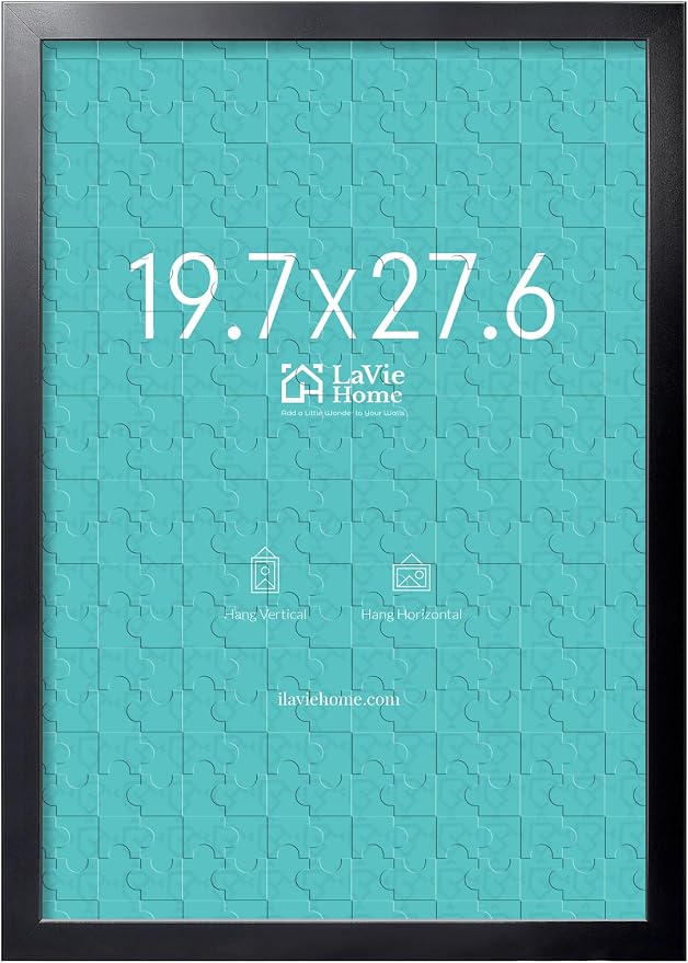 LaVie Home 19.7x27.6 Picture Frame Black, Puzzles Frame for Wall Decoration, Classic Black Minimalist Style Suitable for Decorating Houses, Offices, Hotels, Puzzles Posters Photos or Artwork（1 Pack）