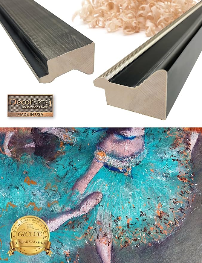 DECORARTS - Dancer in Green by Edgar Degas. Giclee Prints on Canvas. Fine Art Reproduction with Framed Wall Art. Perfect for Enhancing Home and Office Interiors. Total Size w/Frame: 15.25x21.25
