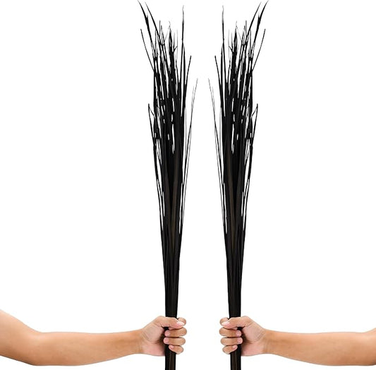 Leewadee Tall Vase Filler, Natural Grass Stems – 2 Bunches of Colored Branches for Vases, Carefully Dried Twigs for Home and Bar Decoration, 45 inches, Black Brown