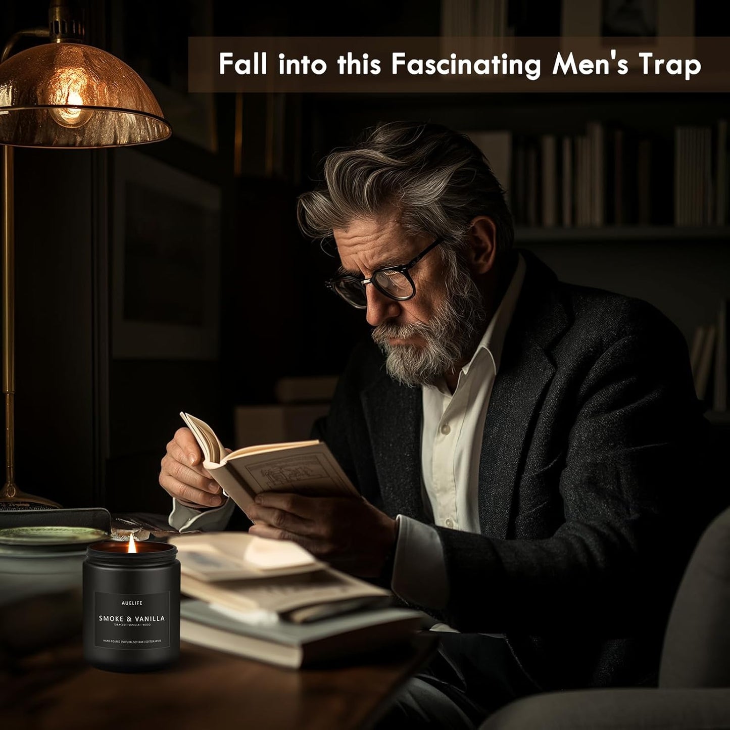 2 Pack Smoke & Vanilla Candle | Candles for Men - Masculine Candle, Soy Candles for Home Scented - Gifts for Men, Home Fragrance Gifts - Each of 7oz