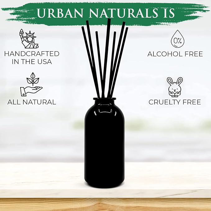 Urban Naturals Reed Diffuser Set, Eucalyptus Sage - Bathroom Shelf Décor | Mint, Lime & Cedarwood Essential Oils, Soothing & Relaxing scent for Bathroom or Bedroom Made in the USA