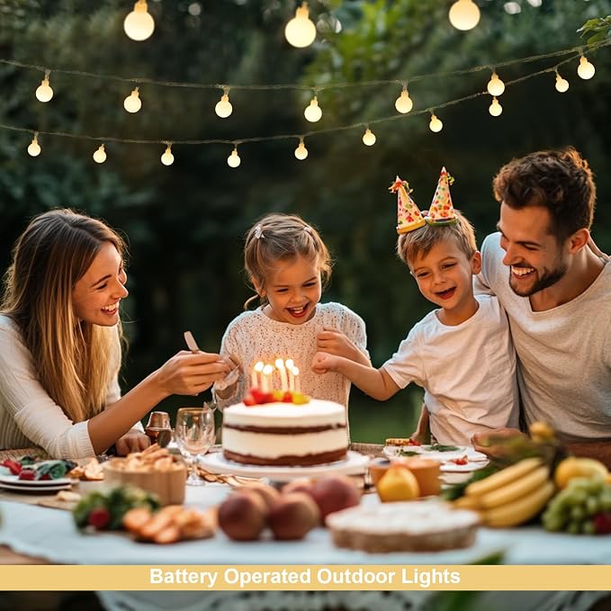 JMEXSUSS Warm White 100 LED Globe Battery Operated Christmas Lights Indoor | 33ft Battery Powered String Lights Outdoor Waterproof, Christmas String Light with Remote Timer for Bedroom Camping Decor
