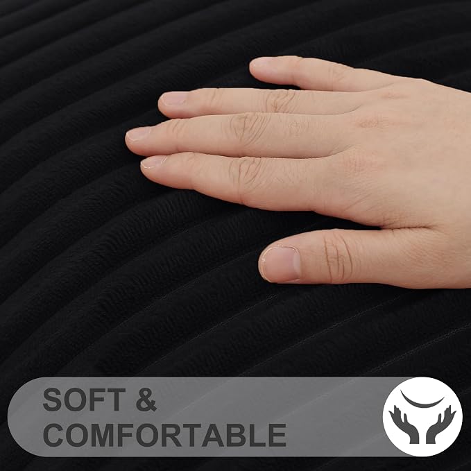Simmore Decorative Fall Throw Pillow Covers 24x24 Set of 2, Soft Natural Plush Flannel Double-Sided Fluffy Couch Euro Sham Pillow Covers for Sofa Living Room, Black