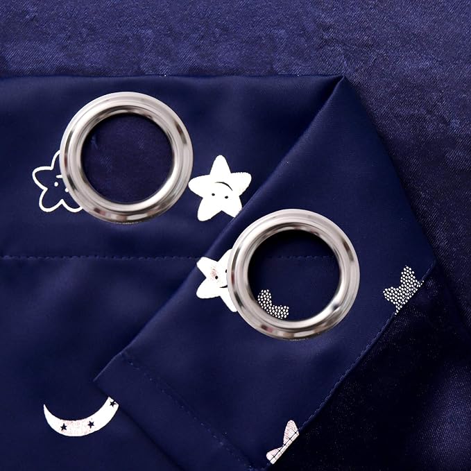 BGment Kids Curtains for Bedroom 84 Inch Length 2 Panels Set, Star and Moon Blackout Curtains for Boys Room Decor, Nursery Thermal Insulated Room Darkening Curtains with Grommet, 42 Wide, Navy Blue