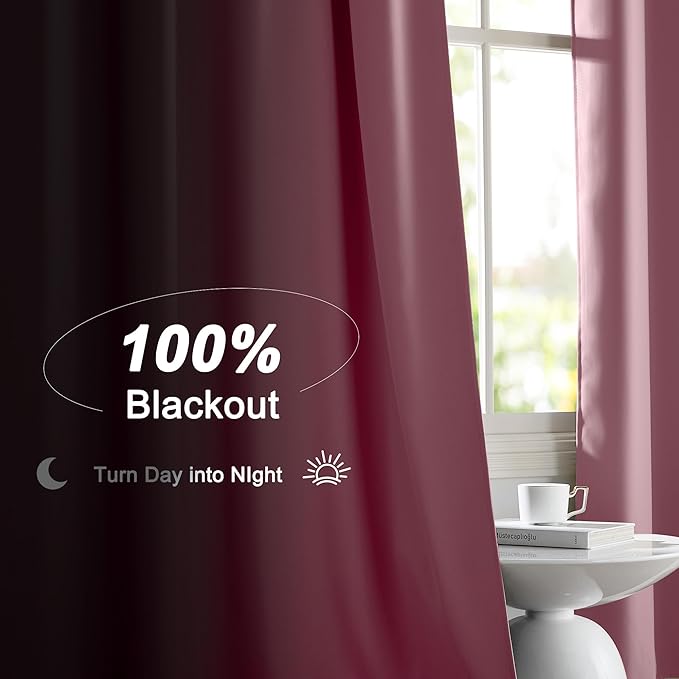 NICETOWN Crystal Pink Double Layered 100% Blackout Curtains, 2 Panels 52 x 84 Inches, Thermal Insulated Drapes with Rod Pocket Back Tab Window Treatments for Bedroom, Girl's Room