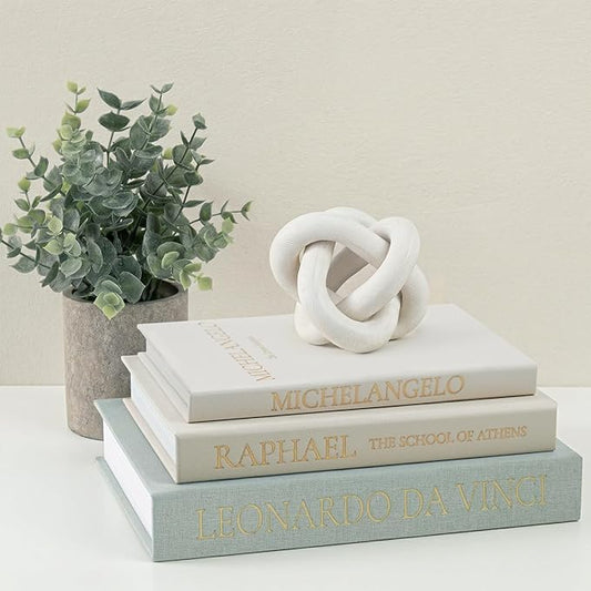 Linen Faux Book Box Set of 3, Decorative Books for Shelves, Fake Books for Decoration with Secret Compartment, Modern Aesthetic Table Decor, Linen Covered Hollow Book Box (Greyish-Beige-White)