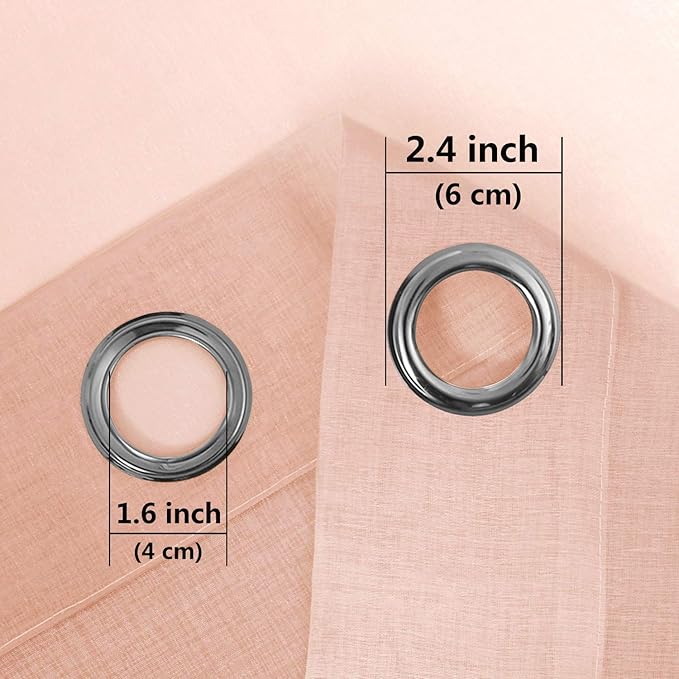 DWCN Ombre Sheer Curtains - Faux Linen Semi Voile Gradient Bedroom and Living Room Curtains, Set of 2 Grommet Top Window Drape Panels, 52 x 63 Inch Length, Blush