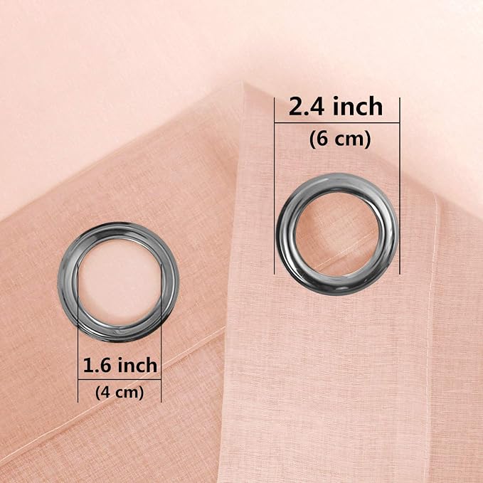 DWCN Ombre Faux Linen Sheer Curtains - Semi Voile Gradient Grommet Top Curtains for Bedroom and Living Room, 52 x 96 Inches Long, Set of 2 Window Curtain Panels, Blush
