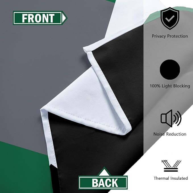 Tyrot Green Blackout Curtains for Bedroom 84 inch Long 2 Panels Set Green Grey White Modern Abstract Geometric Black Out Curtains Insulated Room Darkening Window Drapes for Living Room, 52Wx84L
