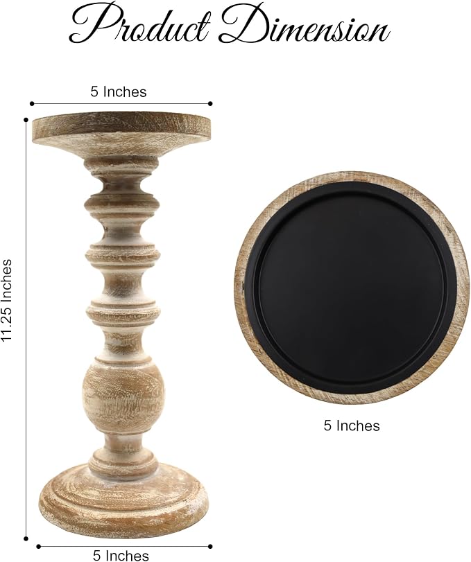 Hosley Set of 2 Natural LED Wooden Pillar Candle Holder 11" High, Country Style Ideal Gift for Wedding Party Home Spa Reiki, Aromatherapy Settings LED Votive Candle Gardens