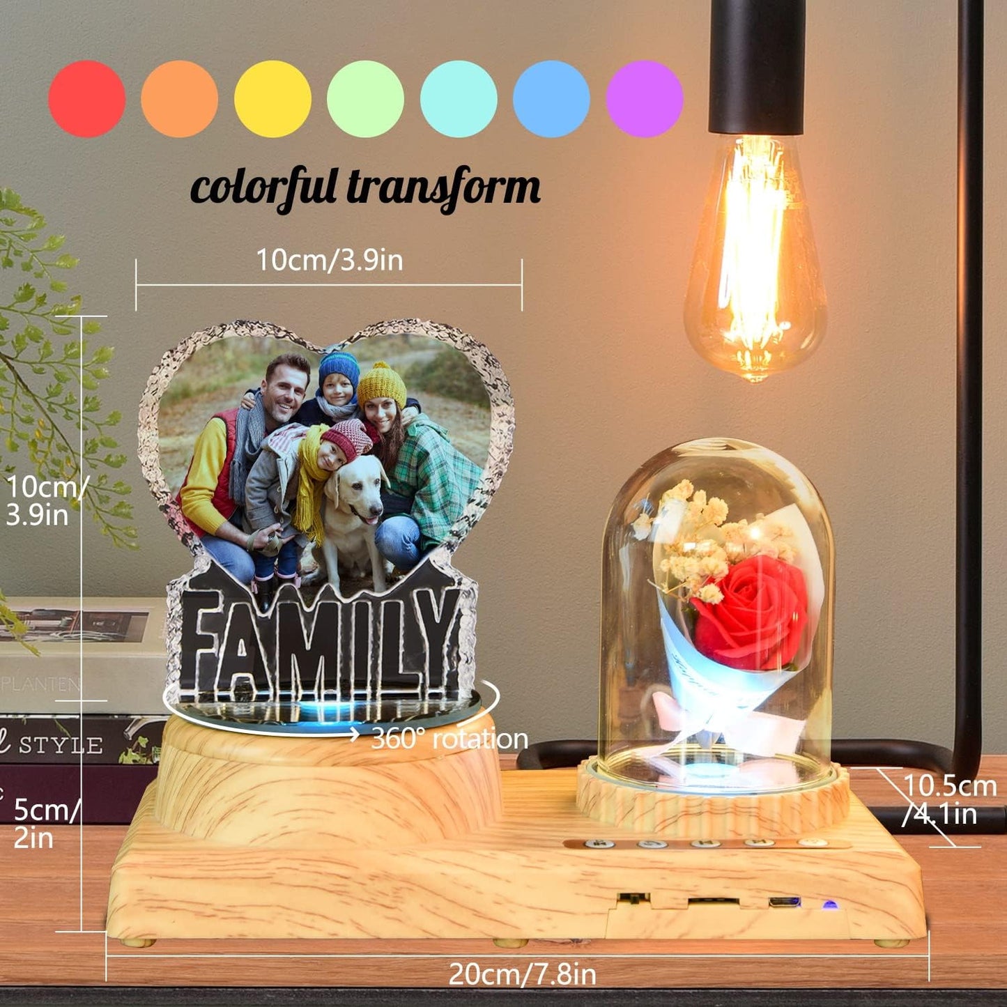 2D Crystal Photo, Personalized Gift with Your Own Photo Lamp, Custom Photos Crystal Night Light Gifts USB Low Power Lamp Birthday Christmas Family, Lover, Baby, Child Gifts