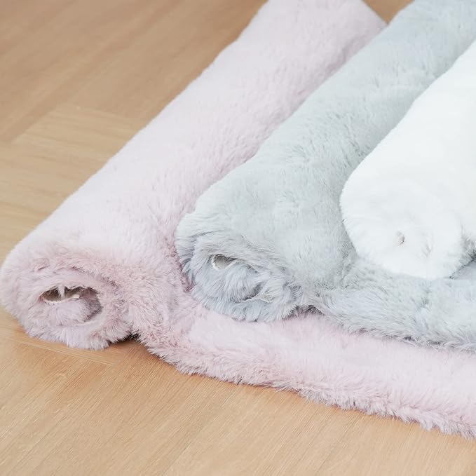 Ghouse Ultra Soft Faux Rabbit Fur Rug 6x9, Machine Washable Area Rugs for Bedroom Fluffy Rugs for Living Room, no-Shedding Carpet Sheepskin Rug Grey