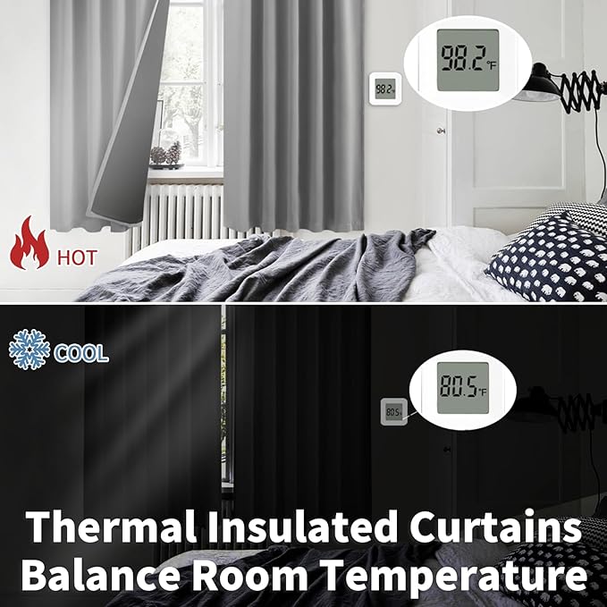 BGment Dove Grey Blackout Curtains 78 Inches Long for Bedroom, 100% Blackout Curtains Living Room Panels with Thermal Liner, Double Layer Rod Pocket and Back Tab Drapes, 2 Panels, Each 52 x 78 Inch