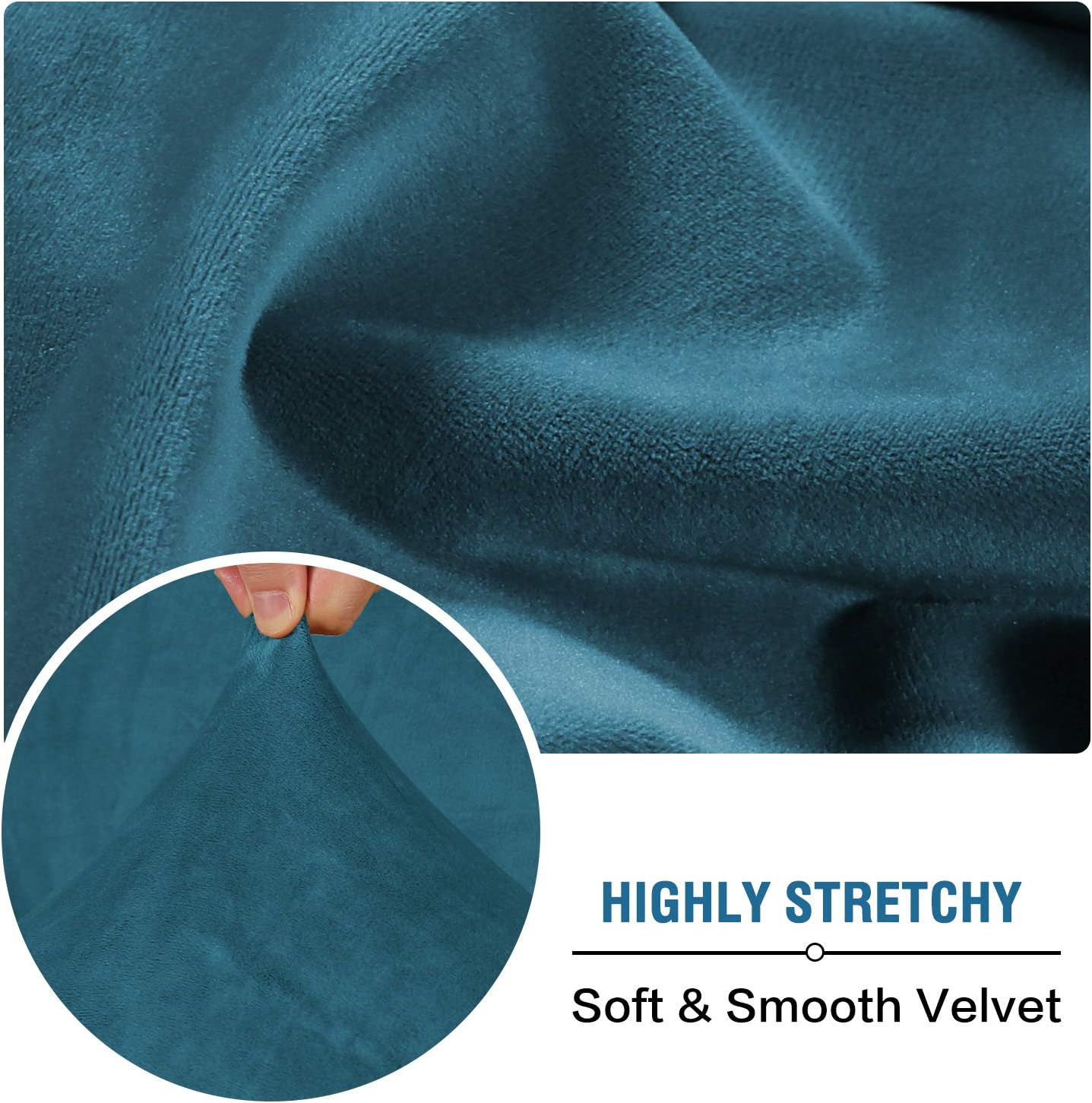 H.VERSAILTEX Velvet Stretch Couch Cushion Cover Plush Cushion Slipcover for Chair Loveseat Sofa Cushion Furniture Protector Seat Cushion Sofa Cover (3 Piece Sofa Cushion Covers, Deep Teal)
