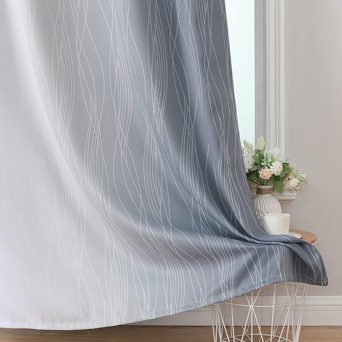 Estelar Textiler Grey and Greyish White Ombre Short Blackout Curtains 36 Inch Long, Thermal Insulated Grommet Small Half Window Drapes for Cafe/Basement/RV Camper/Kitchen, 52Wx36L, 2 Panels, Gray