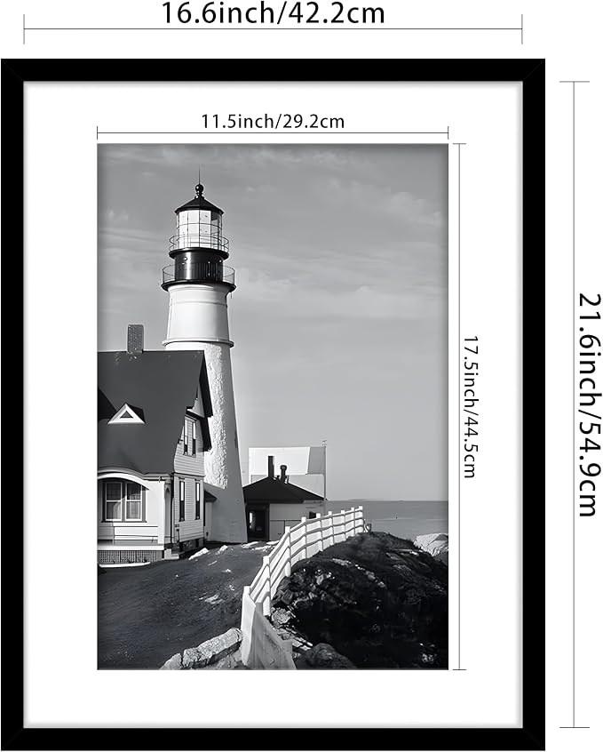 Picrit 17x22 Picture Frame 3 Pack, Black Poster Frame, Display Poster 12 x 18 with Mat or 17 x 22 without Mat for Horizontal or Vertical Wall Mounting