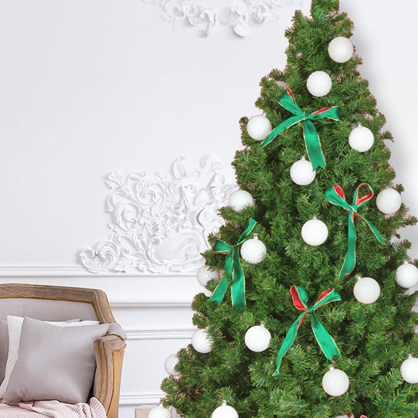 Every Day is Christmas Ornaments, Shatterproof Christmas Tree Ornament Set, Christmas Balls Decoration 35 Count (2.75"/70mm, Cream)