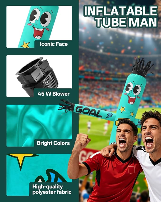 7 FT Inflatable Tube Man with Blower: Soccer Sports Theme Inflatable Dancing Man for Indoor & Outdoor Advertising, Party Decorations, Store Grand Openings, Business & Events (Soccer)