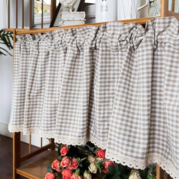 Tier Curtains Linen Textured Short Kitchen Tiers Long Sheer Cafe Curtains Bathmroom Curtain Panels Rod Pocket Small Half Window Treatment 1 Panels (Size : W 150cm*H 60cm)