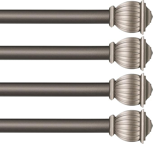 Kenney KN71674 Beckett Soft Square End Standard Decorative Window Curtain Rod, 48-86" Adjustable Length, Pewter Finish, 5/8" Diameter Steel Tube, 4-Pack